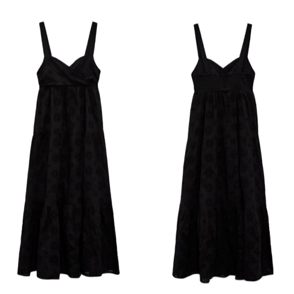 ZARA OPENWORK EMBROIDERED DRESS BLACK | 5107/301 SIZE L